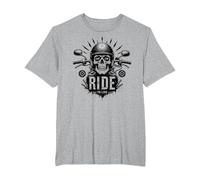 Live to Ride Ride to Live Moto Skull Biker Rebel Maglietta, Uomo Taglie Grandi, Grigio Melange, 6X Tall