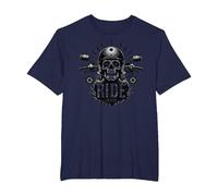 Live to Ride Ride to Live Moto Skull Biker Rebel Maglietta, Uomo Taglie Grandi, Navy, 5X Tall