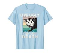 Live Ugly Fake Your Death - Vintage Opossum Funny Maglietta, Uomo, Celeste, L