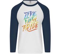 Live With Pride Lgbt Gay Pride Uomo L/S Baseball T-Shirt