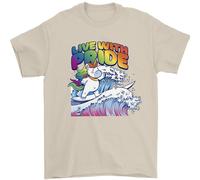 Live With Pride Unicorn Gay Pride Awareness LGBT Uomo T-Shirt 100% Cotone