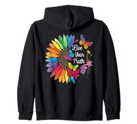 Live Your Truth Rainbow Girasole Farfalle Colorate Orgoglio Felpa con Cappuccio
