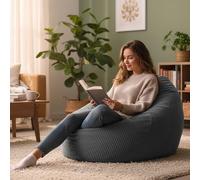 LiveDeco - Pouf a Pera in Velluto a Coste Grigio, Interno per Soggiorno, Camera, sfoderabile - BiG52