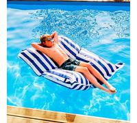 LiveDeco - Pouf Gigante XXL Sfoderabile, Galleggiante per Piscina, Blu a Strisce Deauville Pool BiG52