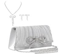 LiveGo Borsa da sera glitterata scintillante, pochette da donna con glitter, pochette da donna, borsetta con paillettes, per balli, cocktail, feste, matrimoni, fidanzamenti, B-Silver, Small