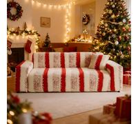 LiveGo Copridivano in velluto elasticizzato, protezione antiscivolo universale per divano da 1, 2 o 3 posti, 1 pezzo, 1 federa per cuscino per divano componibile (colore rosso velluto, a 3 posti)