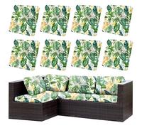 LiveGo Federa per cuscino elasticizzato per divano da esterno, di ricambio, per mobili da patio, fodera per sedia, protezione morbida e flessibile (8, foglie verdi)