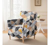 LiveGo Fodera elasticizzata per poltrona da banchetto, coprisedia in maglia con braccioli, antiscivolo, impermeabile, per soggiorno, ufficio, reception e protezione per mobili pet-friendly (colore E)