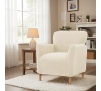 LiveGo Fodera per poltrona da banchetto, in maglia elasticizzata, con braccioli, per soggiorno, morbida, antiscivolo, adatta per cani e animali domestici (beige)