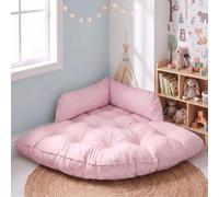 LiveGo Grande cuscino da pavimento con angoli arrotondati con 2 cuscini, 100 x 100 cm, morbido tappetino da gioco per bambini, cuscino da lettura antiscivolo, per la cameretta dei bambini