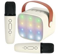 LiveGo Mini macchina per karaoke per bambini, altoparlante Bluetooth portatile con 2 microfoni wireless per adulti con luci a LED, regalo per karaoke per ragazze e ragazzi, compleanno, festa a casa