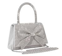 LiveGo Pochette con strass scintillanti, per donne e ragazze, borsa da sera per matrimoni, balli, cocktail party, borsa a tracolla con cristalli per sposa o damigella d'onore, Argento, M