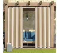 LiveGo Tende da Esterno Tende Impermeabile Termiche Isolanti Tende da Esterno Oscuranti Isolanti Tenda Esterna Oscurante per Porta con Occhielli per Gazebo Patio Balcone,Beige,4 Pezzi|132x238cm(LxA)