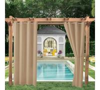 LiveGo Tende da Esterno Tende Impermeabile Termiche Isolanti Tende da Esterno Oscuranti Isolanti Tenda Esterna Oscurante per Porta con Occhielli per Gazebo Patio Balcone,Beige,2 Pezzi|132x213cm(LxA)