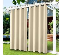 LiveGo Tende Idrorepellente per Esterni Tende Termiche Isolanti Tende da Esterno con Anelli 1 Pannello Tende per Interni per Portico Pergolato Cortile Porta Scorrevole (Bianco crema, 132 x 238 cm)