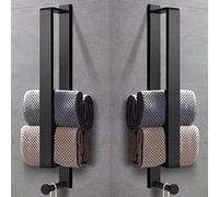 LIVEHITOP Porta Asciugamani Bagno, Autoadesivo Appendi Asciugamani Bagno Nero Acciaio Inossidabile 43.5CM con Gancio