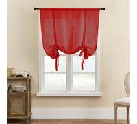 Liveinu Tie-Up Ombra Tenda Trattamento Finestra, Termica Isolante, 1 Pannello Tasca Asta Luce Blocco Luce Tenda Oscurante Tende Corte per Finestra Piccola, Rosso, 80x120cm