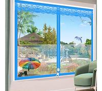 Liveinu Zanzariera Cerniera Per Porte Finestre Tenda Zanzariera Con Cerniera Rete Anti Zanzare Zanzariera 150x120cm Isola Blu