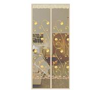 Liveinu Zanzariera Magnetica Per Porte Finestre Tenda Zanzariera Con Magneti Rete Anti Zanzare Zanzariera Strisce Laccio Adesivo Fotogramma Intero Versione 120x220cm Ricamo Peonia Beige