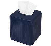 Livelab Copertura per scatola di fazzoletti con base, porta fazzoletti in plastica quadrata, decorativa, moderna, per bagno, controsoffitti da toeletta, comodini, scrivania, blu navy