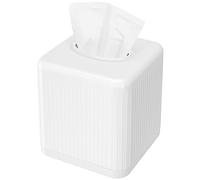 Livelab, custodia per scatola di fazzoletti con base, di plastica, quadrata, decorativa, moderna, dispenser di fazzoletti per bagno, piani da toeletta, soggiorno, camera da letto, ufficio. Bianco