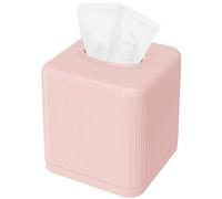 Livelab, custodia per scatola di fazzoletti con base, di plastica, quadrata, decorativa, moderna, dispenser di fazzoletti per bagno, piani da toeletta, comodini, scrivania. Rosa