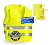 LiveLaif Pack 2 Gilet Alta visibilità Uomo e Donna + 2 Borse | Gilet Running Uomo EN ISO 20471 | Giubbotto per Moto Uomo e Donna | Giubbotto Riflettente | Gilet Sicurezza Emergenza Auto (Giallo)