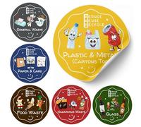LiveLaif® - Set 6 adesivi raccolta differenziata adesivi | vinile adesivo lucido | adesivi riciclaggio spagnolo | adesivo bidone della spazzatura | riciclaggio dei rifiuti (⊘8,7cm-Italiano)