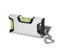 Livella a bolla "Misura", 10,5 cm, magnetica, mini livella a bolla con moschettone, regalo per uomini, piccola livella a bolla per campeggio, attrezzi, camper e viaggi, colore: bianco