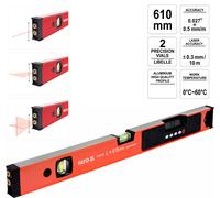 Livella Di Precisione Con Laser A Punto E Linee Incrociate 2 Bolle LCD 610 Mm