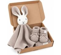 Livella Doudou coniglio con calzini - 100% cotone biologico per il neonato | Scatola regalo, 40 x 40 cm, morbida lavorazione a maglia, traspirante, lavabile in lavatrice, OEKO-TEX® 100, calzini inclusi