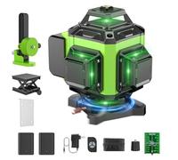 Livella Laser 4D 360° Verde - Telaio Ultra-Stabilizzato per Massima Precisione, Tecnologia SHARP, Anti-Vibrazione, 2x Batterie 2400mAh, Modalità Pulse & Design Anti-Urto (L)
