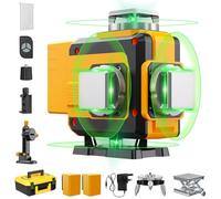 Livella Laser a 16 Linee Autolivellante Verde 4x360° | 2x Batterie 4800mAh per Doppia Autonomia | Custodia ad Alta Stabilità e Tecnologia Laser SHARP | Modalità Impulso, Telecomando e Piattaforma di S