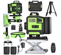 Livella laser a 16 linee, multifunzionale, 4D, alimentata a 2 batterie, ocostruzione, pavimento, piastrelle, muro, con treppiede regolabile in altezza, adatto per interfaccia da 5/8''