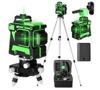 Livella laser a croce con treppiede Geevorks Laser Livella a bolla 3D 12 linee 3° Laser a croce autolivellante Batteria da 4800 mAh con treppiede da 1,2 M - 3 altezze regolabili, 30 M