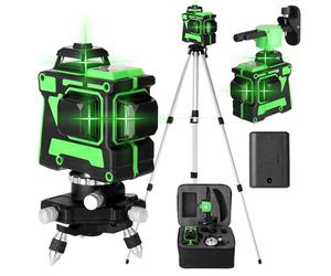 Livella laser a croce con treppiede Geevorks Laser Livella a bolla 3D 12 linee 3° Laser a croce autolivellante Batteria da 4800 mAh con treppiede da 1,2 M - 3 altezze regolabili, 30 M