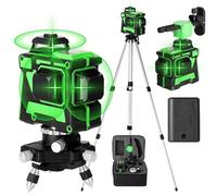 Livella Laser Autolivellante 12 Linee, Geevorks 3 X 360 °Livello Laser Autolivellante Verde, 1 x Batterie, Autolivellante, Supporto rotante, Telecomando, Base Magnetica