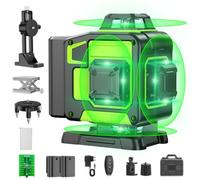 Livella Laser Autolivellante 16 Linee, 4 X 360 °Livello Laser Autolivellante Verde, 2 x Batterie, Autolivellante, Supporto rotante, Telecomando Cabina di rilevamento