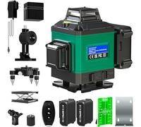 Livella Laser Autolivellante 16 Linee, 4 X 360 °Livello Laser Autolivellante Verde, 2 x Batterie, Autolivellante, Supporto rotante, Telecomando, Base Magnetica