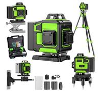 Livella Laser Autolivellante 16 Linee, 4 X 360 °Livello Laser Autolivellante Verde, 2 x Batterie, Autolivellante, Supporto Rotante, Telecomando Cabina di Rilevamento (con Treppiede)