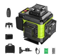 Livella Laser Autolivellante 16 Linee, 4 X 360 °Livello Laser Autolivellante Verde, 2 x Batterie, Autolivellante, Supporto rotante, Telecomando Cabina di rilevamento
