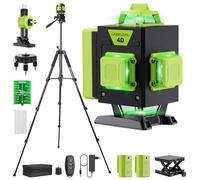 Livella Laser Autolivellante 16 Linee, 4 X 360 °Livello Laser Autolivellante Verde, 2 x Batterie, Autolivellante, Supporto Rotante, Telecomando Cabina di Rilevamento (con Treppiede)