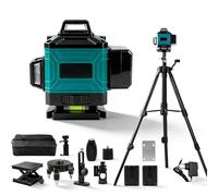 Livella Laser Autolivellante 16 Linee 4x360°, Livella Laser Verde Professionale Livello Laser Con 1.2m Treppiede E Supporto Rotante, Laser A Linee Incrociate Con 2x4800mah Ricaricabili Batterie
