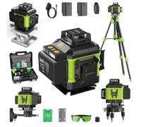 Livella Laser Autolivellante 16 Linee con Treppiede, 4 X 360 °Livello Laser Autolivellante Verde, 2 x Batterie, Autolivellante, Supporto rotante, Telecomando, Occhiali di sicurezza
