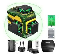 Livella Laser Autolivellante 3x360° Cross Livello Laser Verde Modulo Doppia Linea Verticale/Orizzontale, Laser 5200mAh Batteria al Litio e Staffa Girevole Magnetica,Telecomando