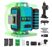 Livella Laser Autolivellante 4 X 360 °16 Linee, Livello Laser Autolivellante Verde, 2 x Batterie, Supporto rotante, Telecomando, Base Magnetica, Gamma di Lavoro: 30M