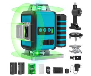Livella Laser Autolivellante 4 X 360 °16 Linee, Livello Laser Autolivellante Verde, 2 x Batterie, Supporto rotante, Telecomando, Base Magnetica, Gamma di Lavoro: 30M