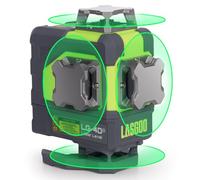 Livella laser autolivellante LasGoo 4x360°, 16 linee laser verdi, per edilizia e decorazione, con 2 batterie ricaricabili agli ioni di litio e supporto magnetico, modello LG-4Ds
