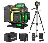Livella Laser con Treppiede,4×360° livella laser autolivellante,4D 16 Cross linee livello laser potente con 4800mAh Batterie,1.2m Treppiede,Telecomando