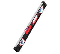 Livella magnetica in lega di alluminio per superfici ferrose, a prova di caduta con struttura robusta, 30/40/50/60/80/100/120 cm, nero + rosso (50 cm)